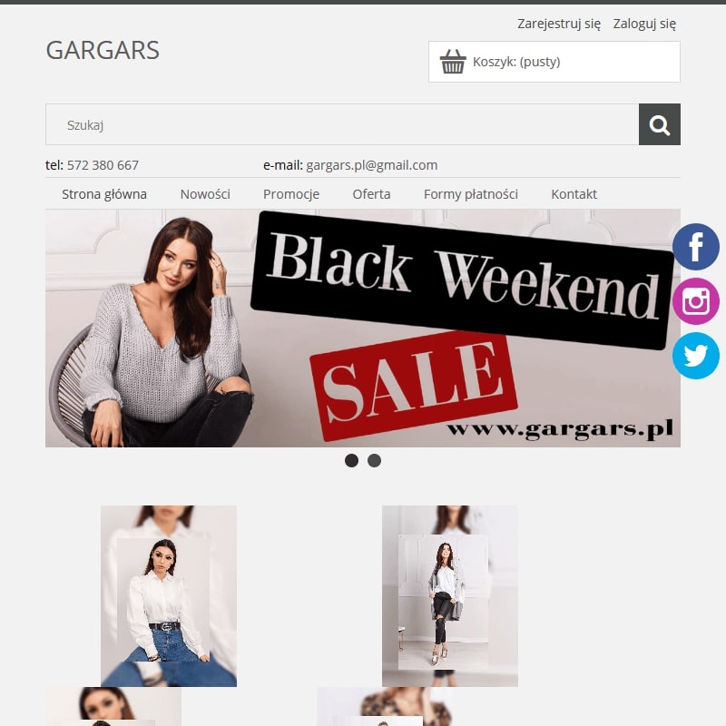 Butik internetowy z bluzkami