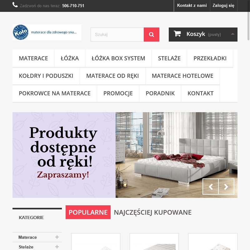 Łóżko tapicerowane bez pojemnika - Koło