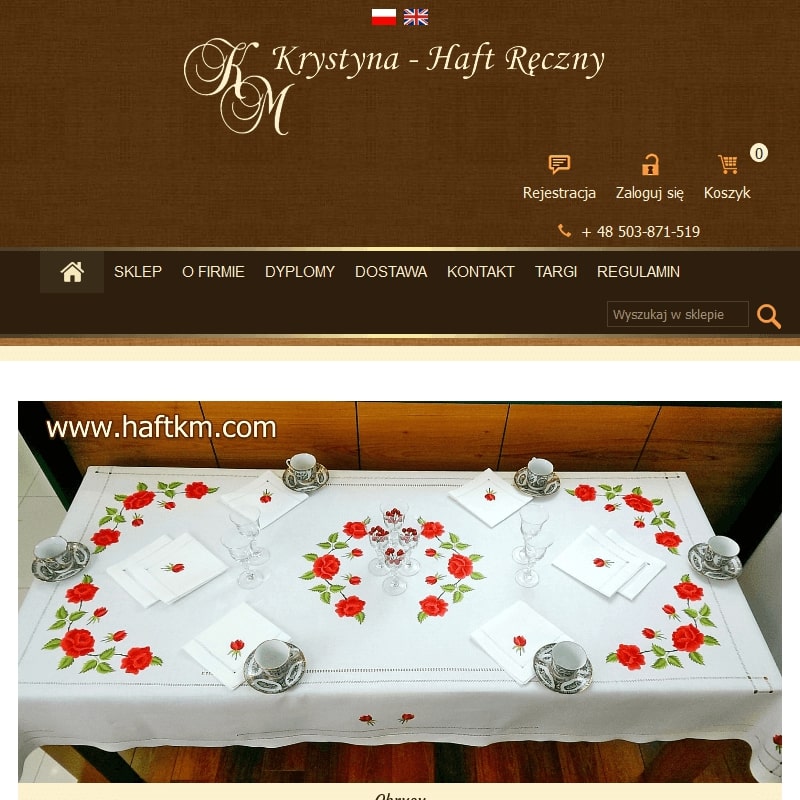 Serwety ręcznie haftowane